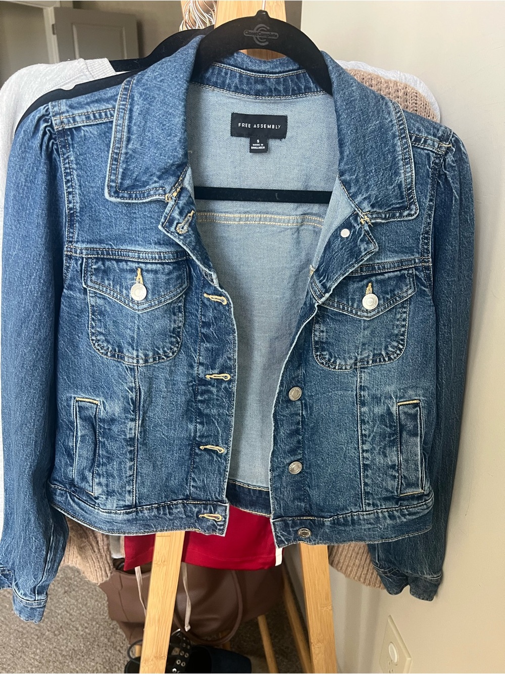 Free Assembly Women's Washed Blue Denim Jacket